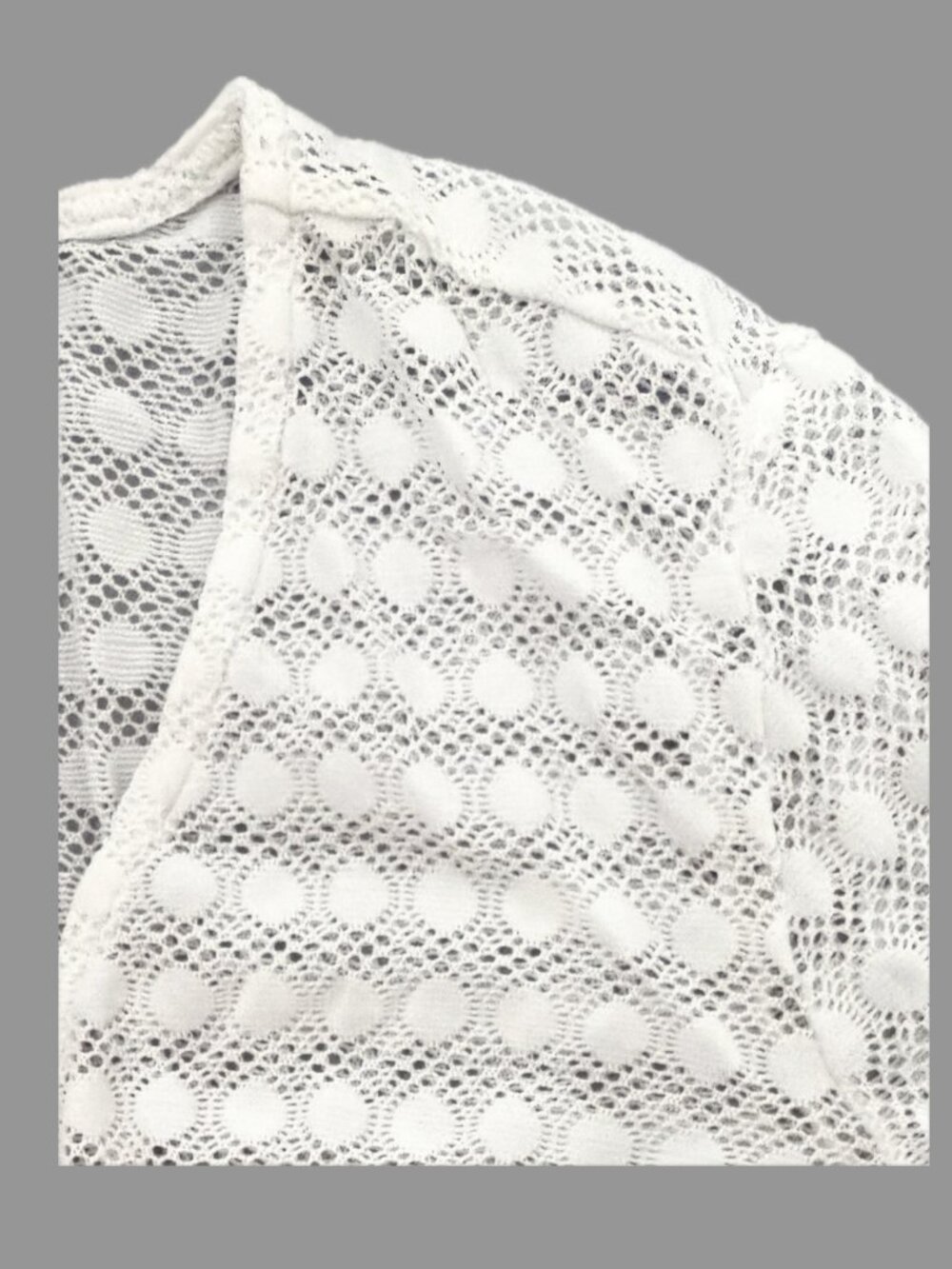 Jantzen Long Sleeve White Eyelet Tie-Front Swim Cover-Up - Size Small (Est) - Picture 3 of 12